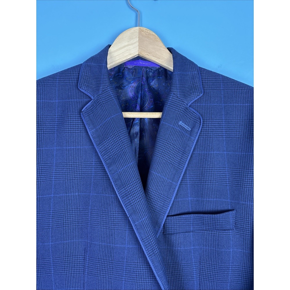 Tallia Blazer Mens 44R Glen Plaid Sport Coat Blue Dapper Old Money Preppy